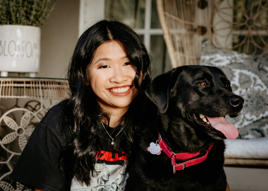 senior portraits, girl and her dog